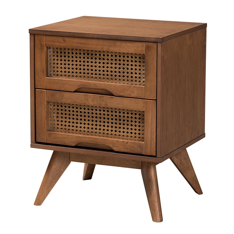 Baxton Studio Melora Brown Wood and Rattan Queen Size 3-Piece Bedroom Set