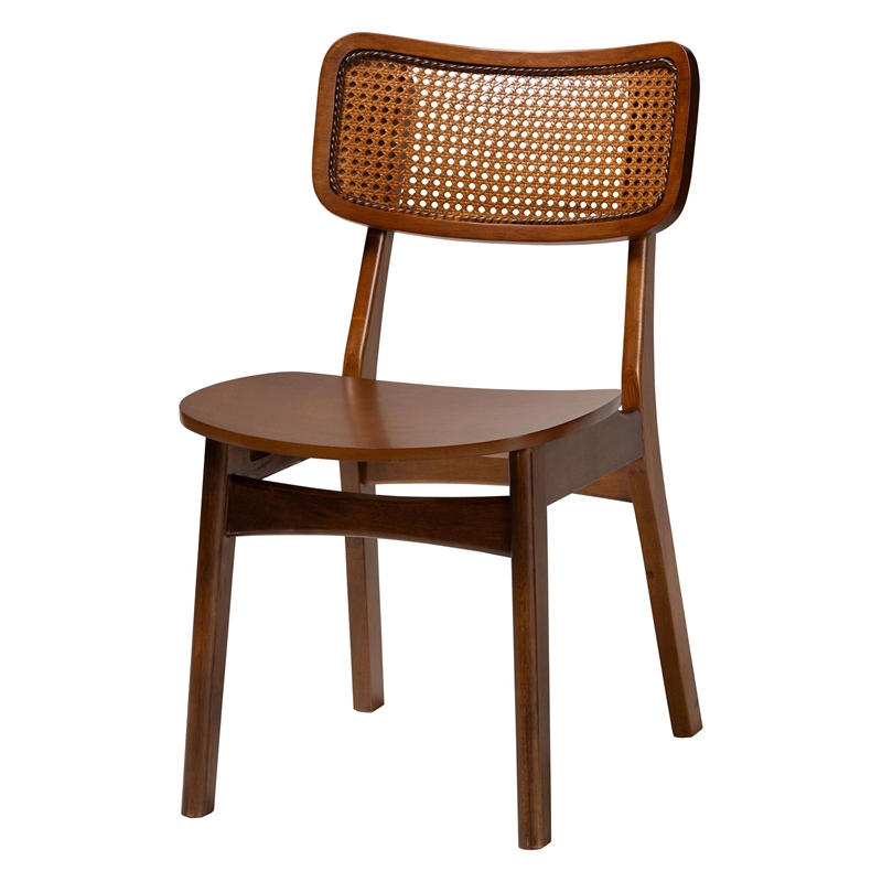 Baxton Studio Estera Walnut Brown Finished Wood and Rattan 7-Piece Dining Set