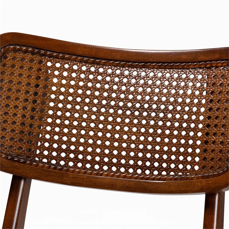 Baxton Studio Estera Walnut Brown Finished Wood and Rattan 7-Piece Dining Set