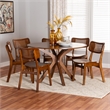 Baxton Studio Linnet Walnut Brown Finished Wood and Rattan 7-Piece Dining Set