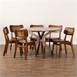 Baxton Studio Linnet Walnut Brown Finished Wood and Rattan 7-Piece Dining Set
