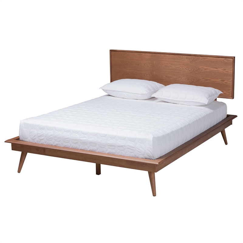 Baxton Studio Melora Brown Wood and Rattan Queen Size 5-Piece Bedroom Set