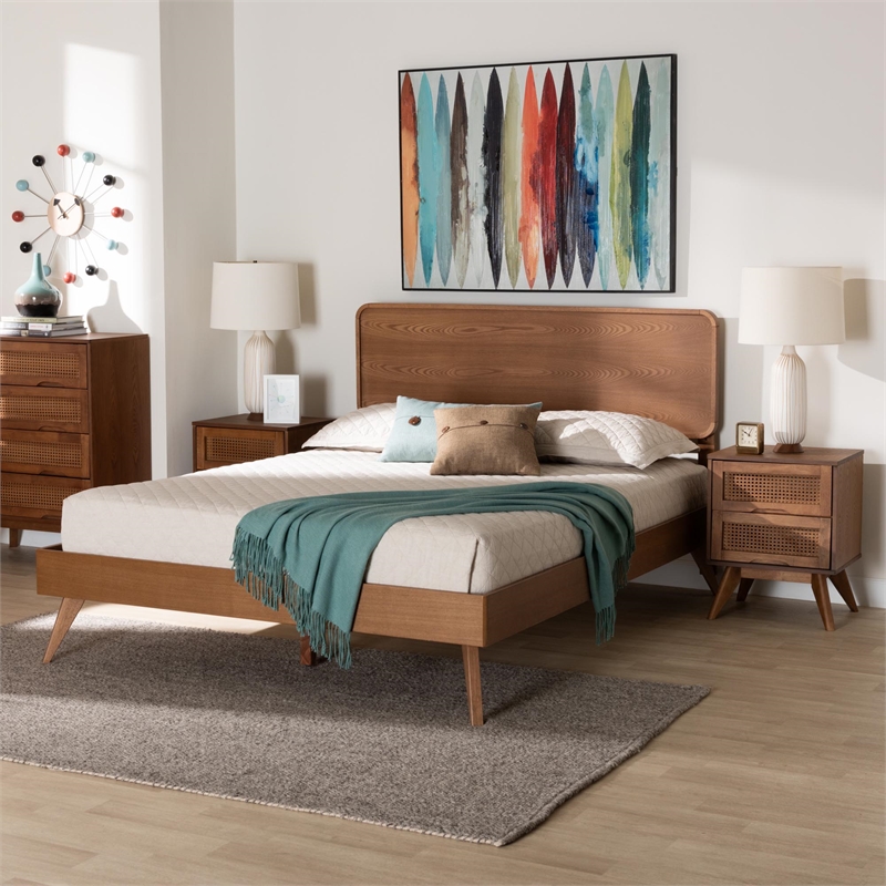 Baxton Studio Demeter Walnut Brown Finished Wood Queen Size 3-Piece Bedroom Set