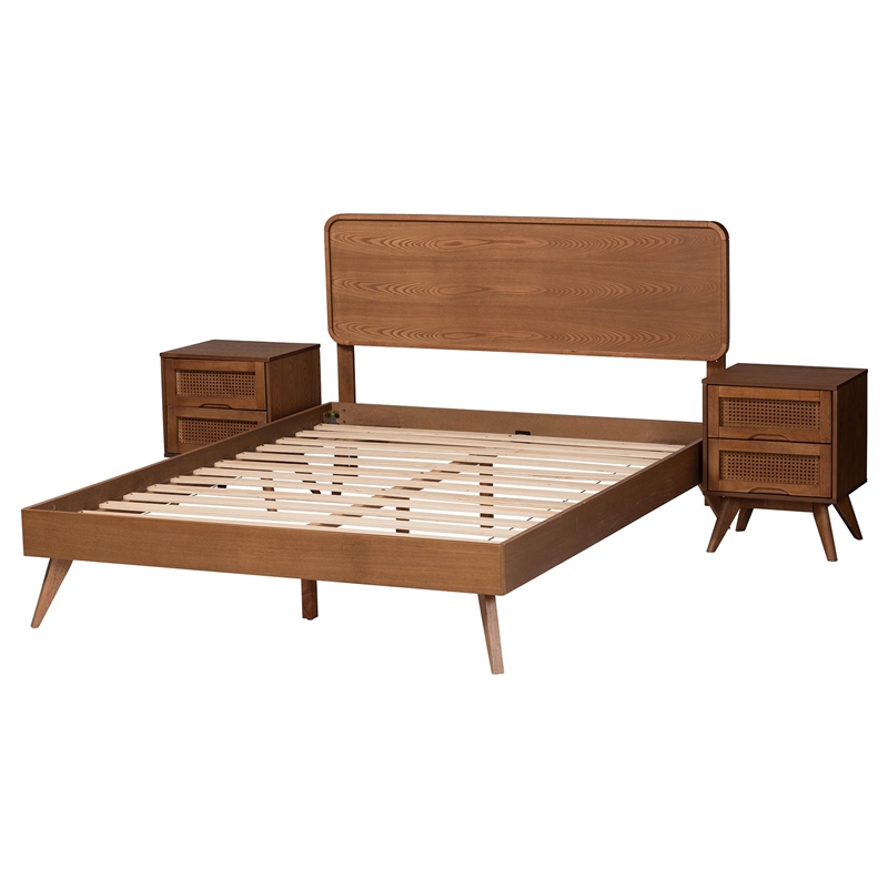 Baxton Studio Demeter Walnut Brown Finished Wood King Size 3-Piece Bedroom Set