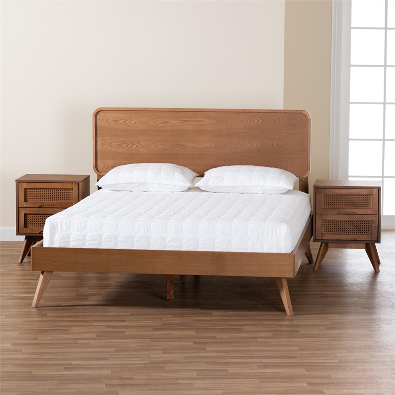Baxton Studio Demeter Walnut Brown Finished Wood King Size 3-Piece Bedroom Set