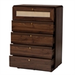 Baxton Studio Jenibelle 5-Drawer Wood Chest with Rounded Corners in Brown