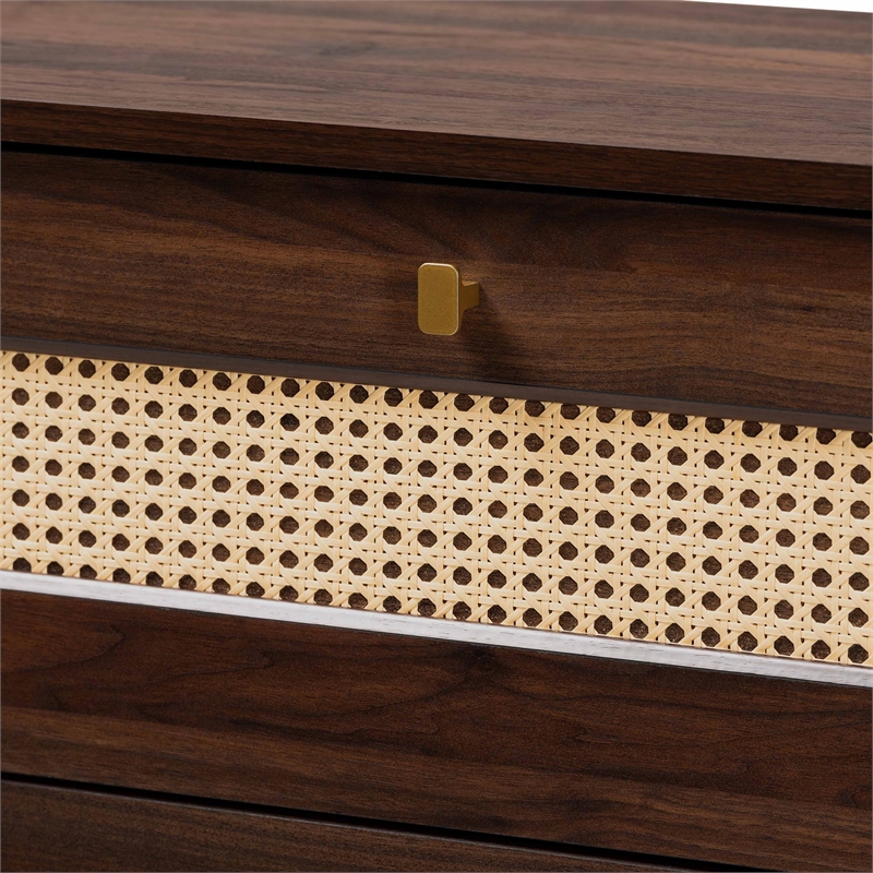 Baxton Studio Jenibelle 5-Drawer Wood Chest with Rounded Corners in Brown