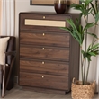 Baxton Studio Jenibelle 5-Drawer Wood Chest with Rounded Corners in Brown