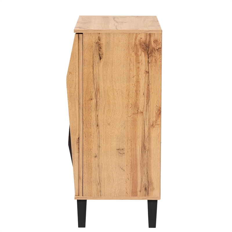 Baxton Studio Bergen Two-Tone Espresso and Brown Wood 2-Door Storage Cabinet