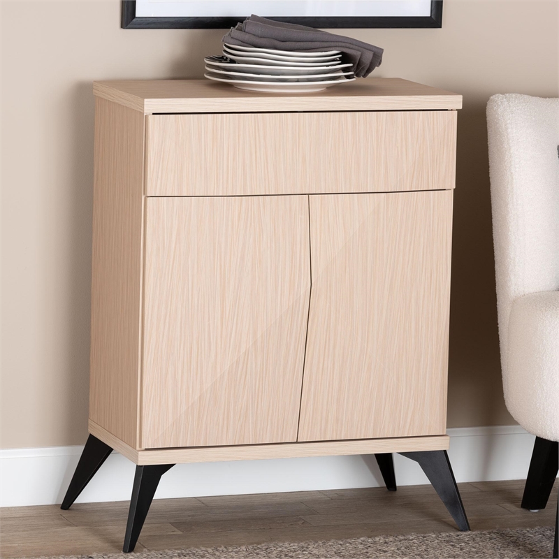 Baxton Studio Draper Light Brown and Black Wood 2-Door Sideboard Buffet