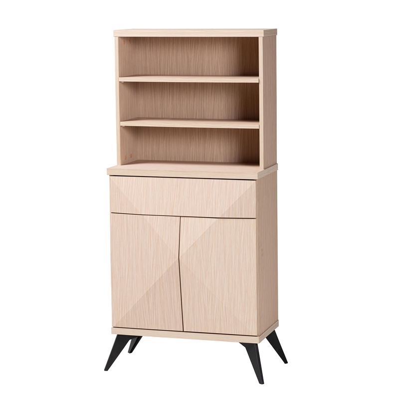 Baxton Studio Draper Two-Tone Light Brown and Black Wood Kitchen Cabinet