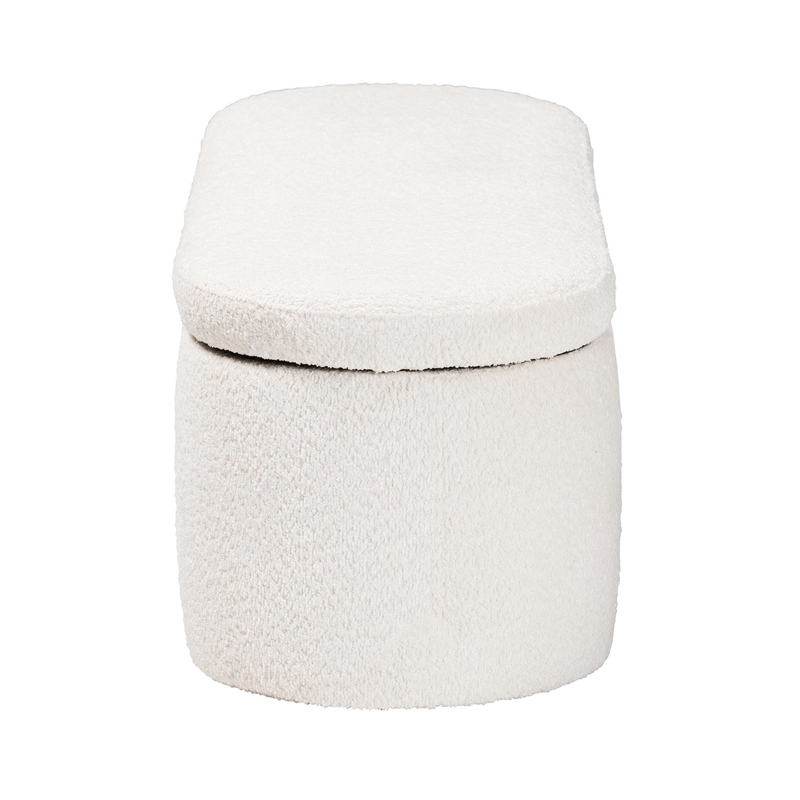 Baxton Studio Lavina Modern White Teddy-Bear Fabric Storage Bench