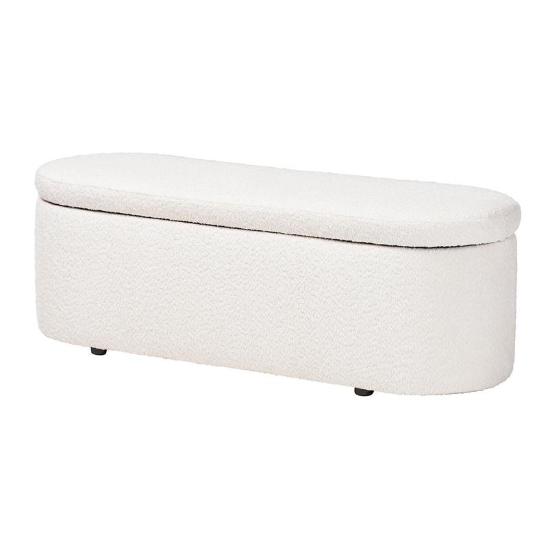 Baxton Studio Lavina Modern White Teddy-Bear Fabric Storage Bench