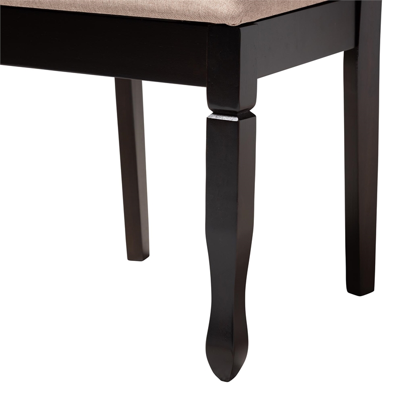 Baxton Studio April Sand Fabric and Dark Brown Finished Wood 5-Piece Dining Set