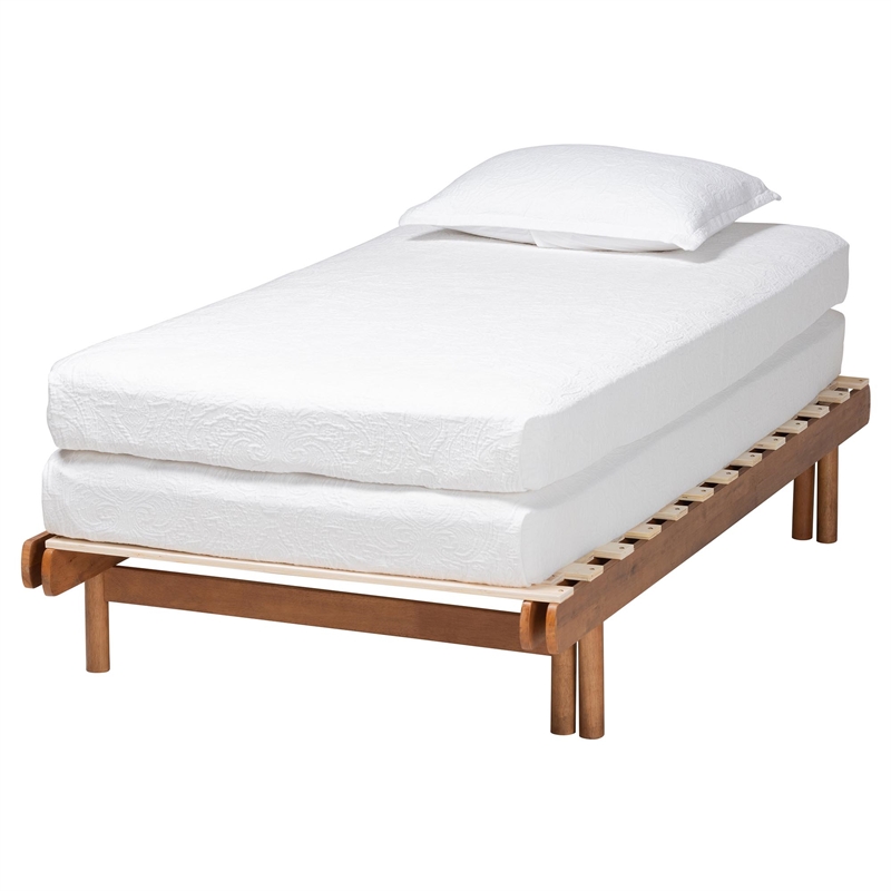 Baxton Studio Bolivia Walnut Brown Wood Expandable Twin to King Bed Frame