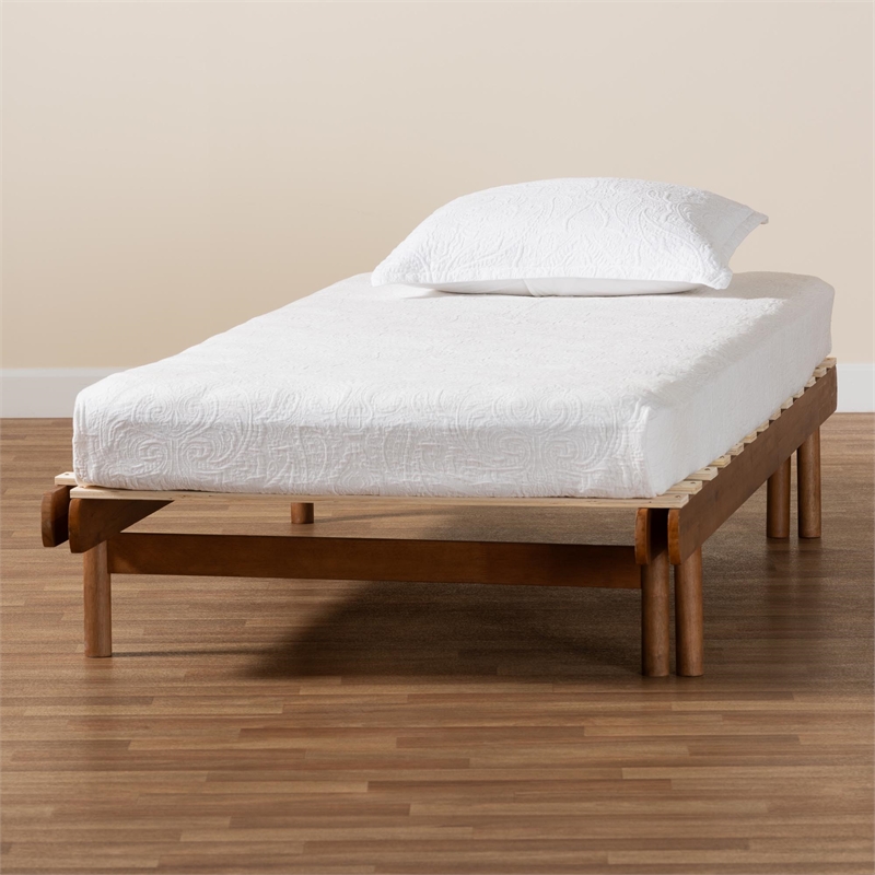 Baxton Studio Bolivia Walnut Brown Wood Expandable Twin to King Bed Frame