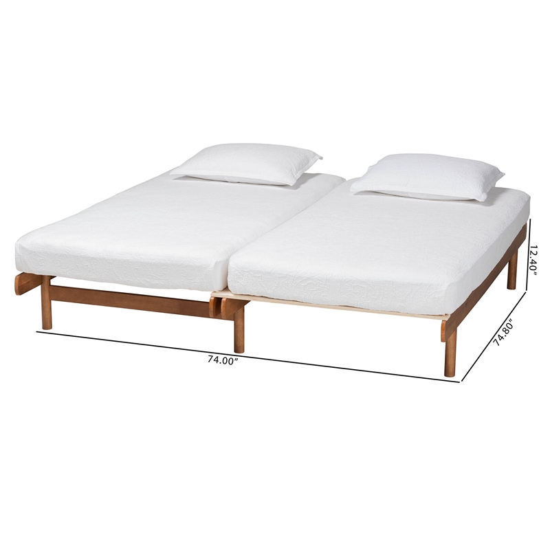 Baxton Studio Bolivia Walnut Brown Wood Expandable Twin to King Bed Frame