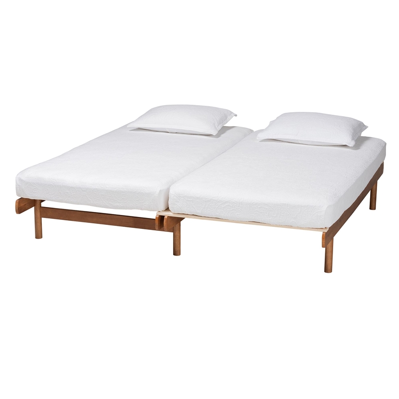 Baxton Studio Bolivia Walnut Brown Wood Expandable Twin to King Bed Frame
