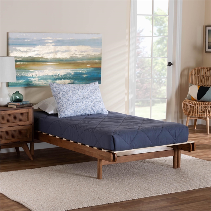 Baxton Studio Bolivia Walnut Brown Wood Expandable Twin to King Bed Frame