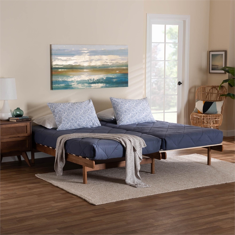 Baxton Studio Bolivia Walnut Brown Wood Expandable Twin to King Bed Frame