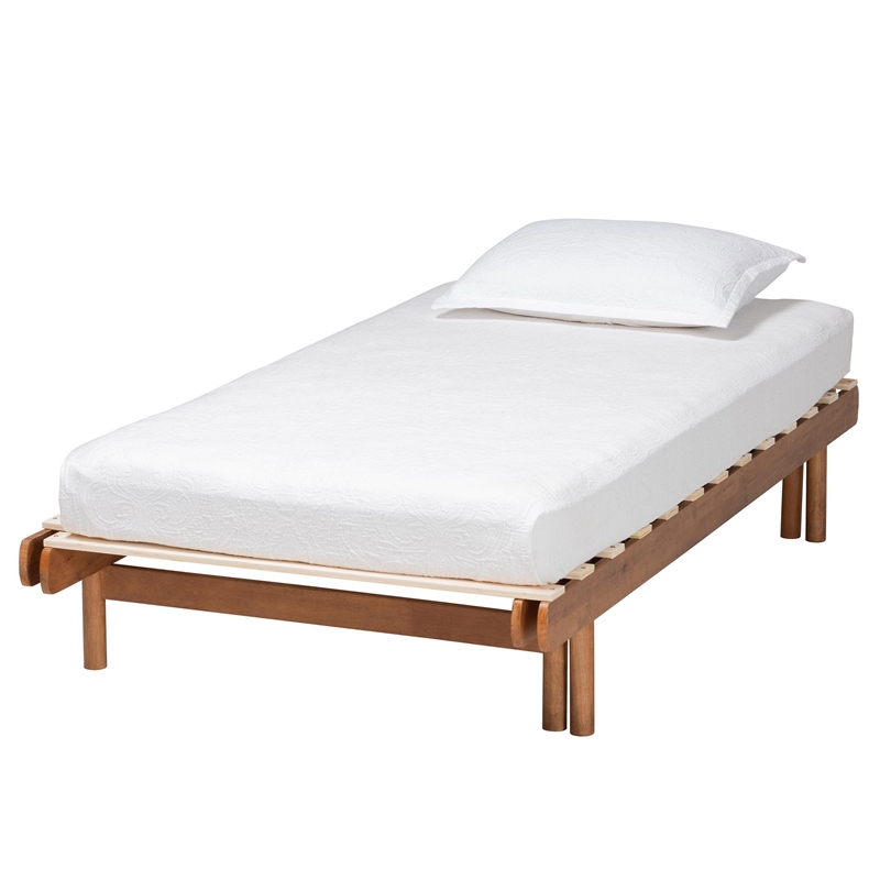 Baxton Studio Bolivia Walnut Brown Wood Expandable Twin to King Bed Frame