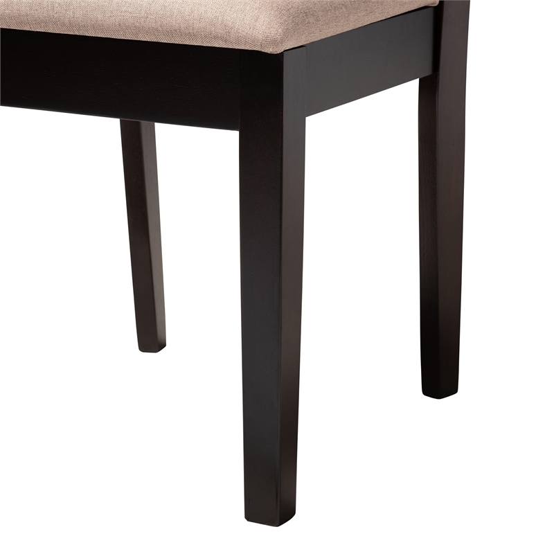 Baxton Studio Gustavo Sand Fabric and Walnut Brown Wood 6-Piece Dining Set