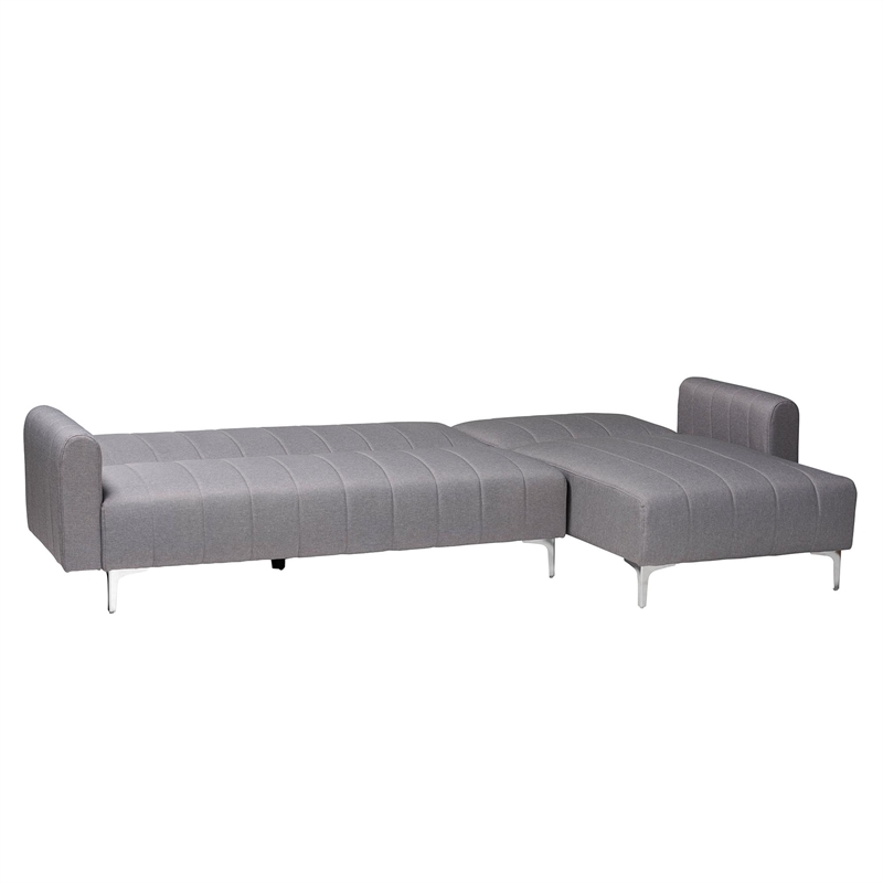 Baxton Studio Lanoma Slate Gray Fabric Upholstered Convertible Sleeper Sofa