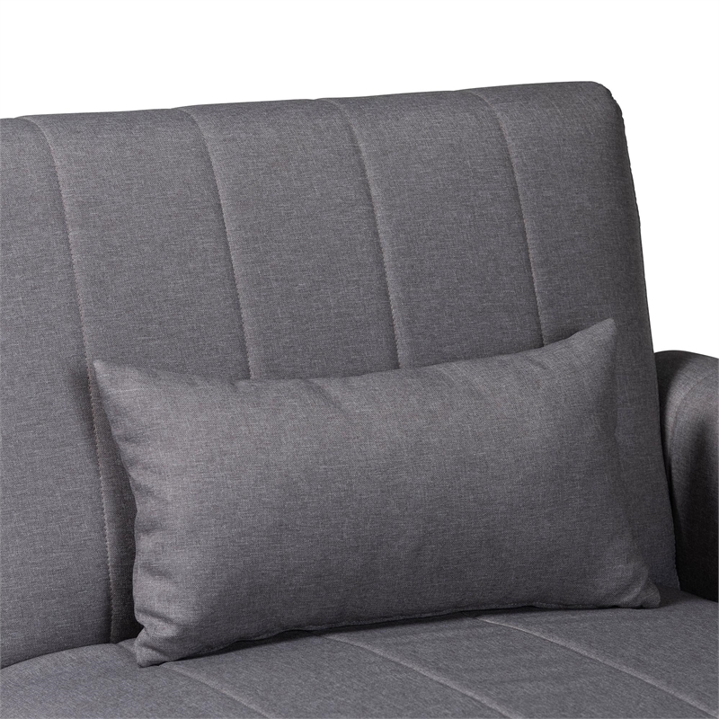 Baxton Studio Lanoma Slate Gray Fabric Upholstered Convertible Sleeper Sofa