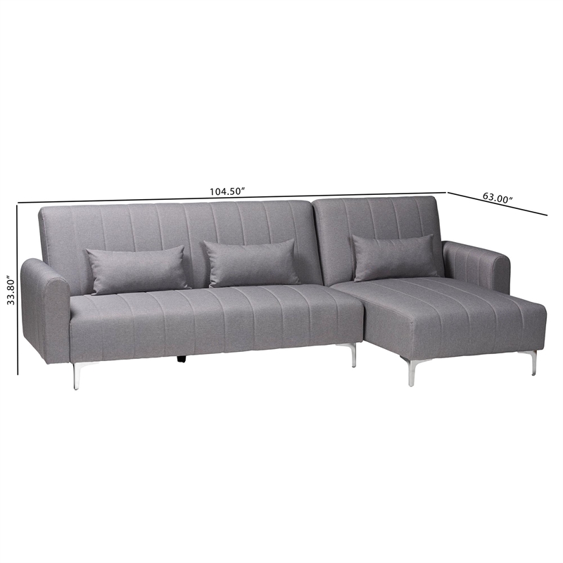 Baxton Studio Lanoma Slate Gray Fabric Upholstered Convertible Sleeper Sofa