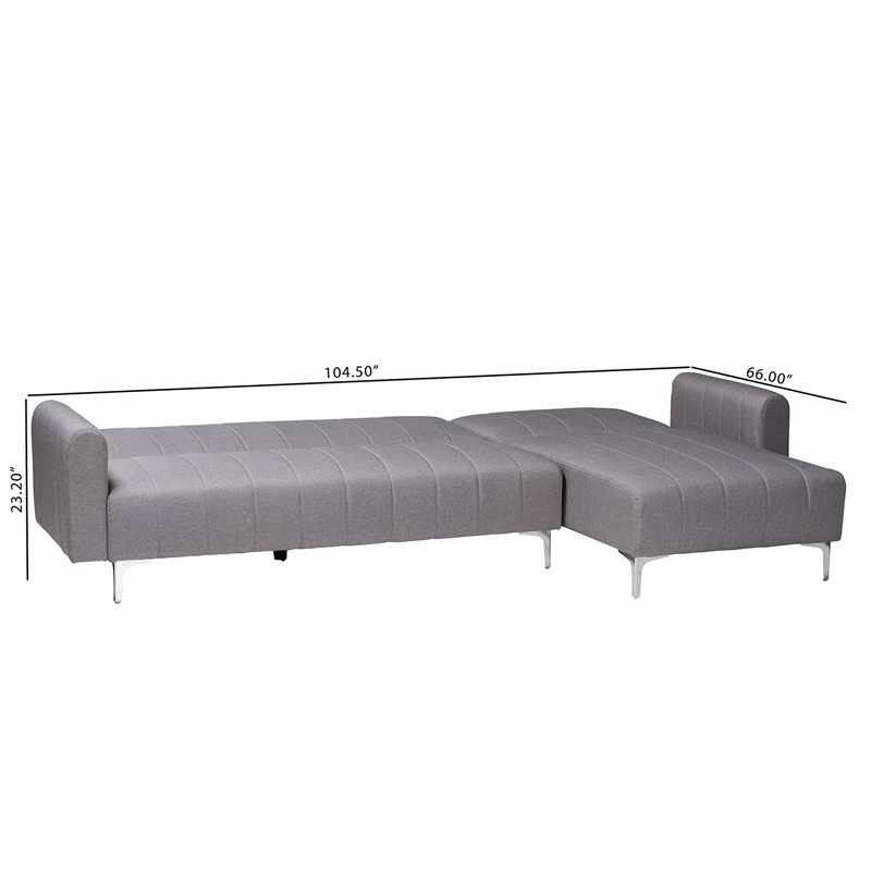 Baxton Studio Lanoma Slate Gray Fabric Upholstered Convertible Sleeper Sofa