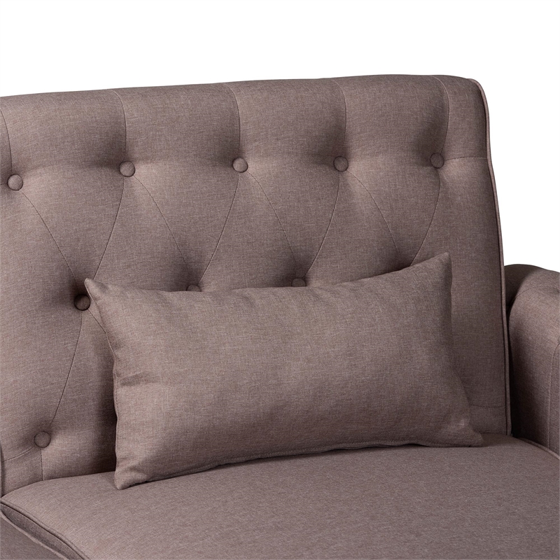 Baxton Studio Chesterfield Clay Fabric Upholstered Convertible Sleeper Sofa