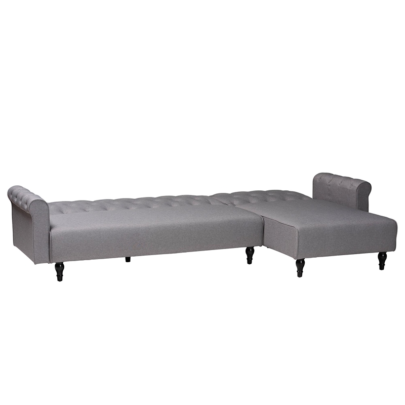 Baxton Studio Chesterfield Slate Gray Fabric Upholstered Convertible Sofa