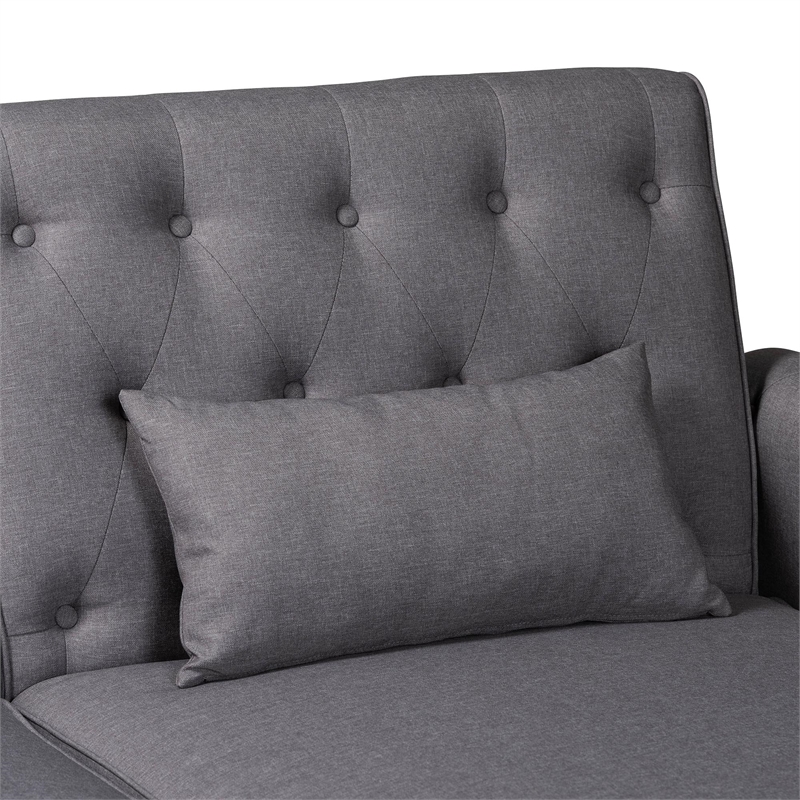 Baxton Studio Chesterfield Slate Gray Fabric Upholstered Convertible Sofa