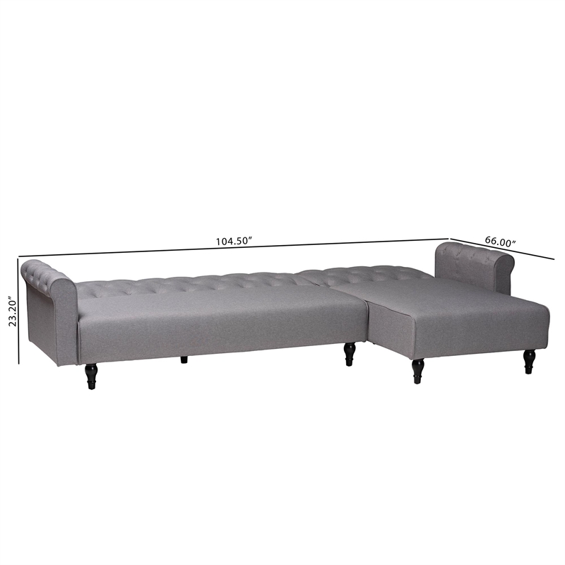 Baxton Studio Chesterfield Slate Gray Fabric Upholstered Convertible Sofa