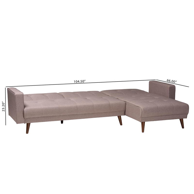 Baxton Studio Claire Clay Fabric Upholstered Convertible Sleeper Sofa