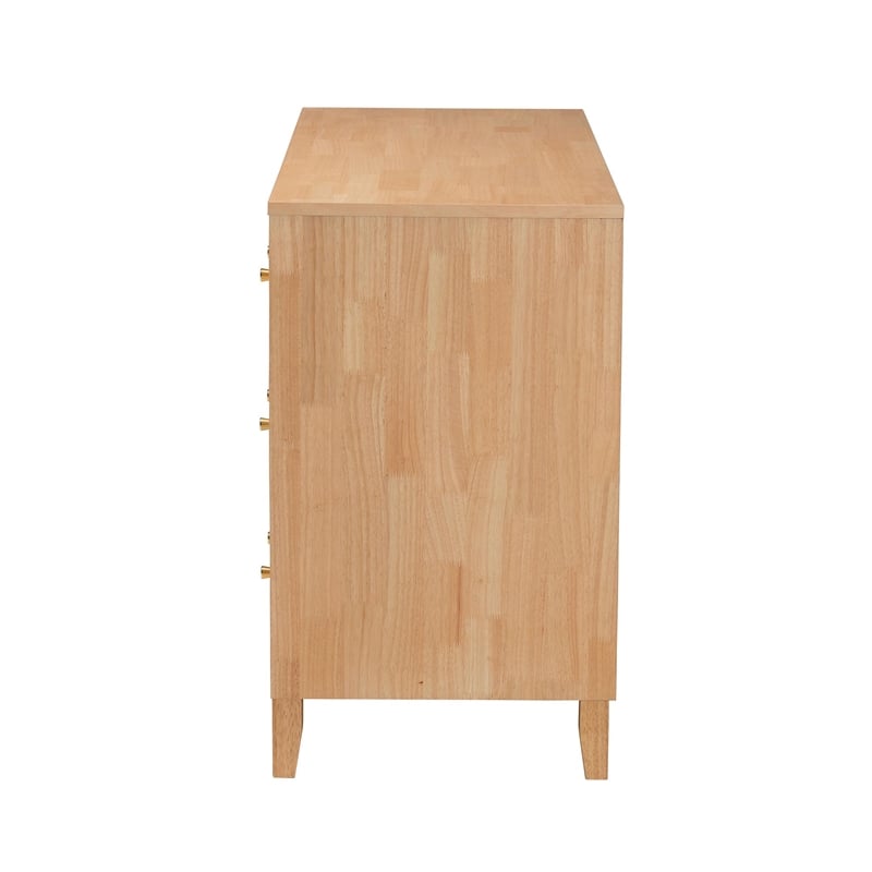Baxton Studio Hosea Carved Honeycomb Natural 6 Drawer Dresser