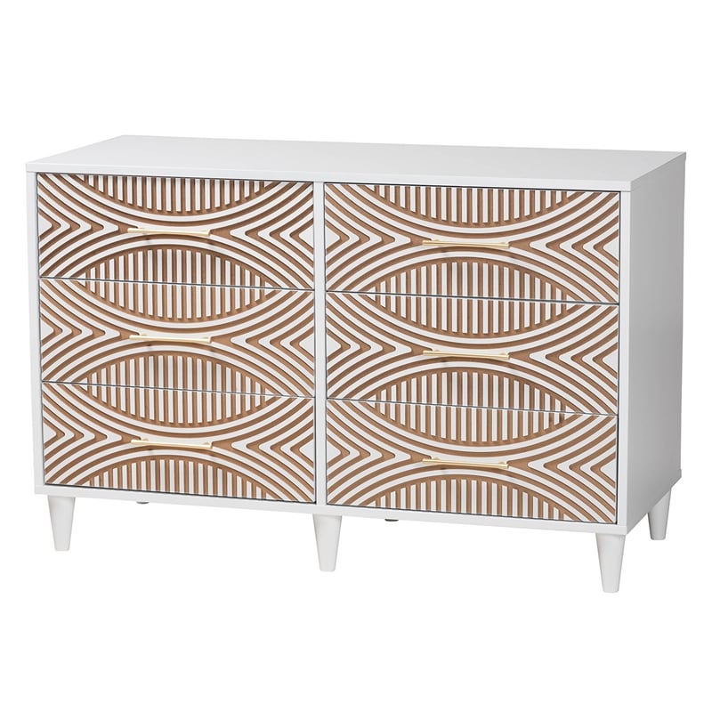 Baxton Studio Louetta White Caved Contrasting King Size 3-Piece Bedroom Set
