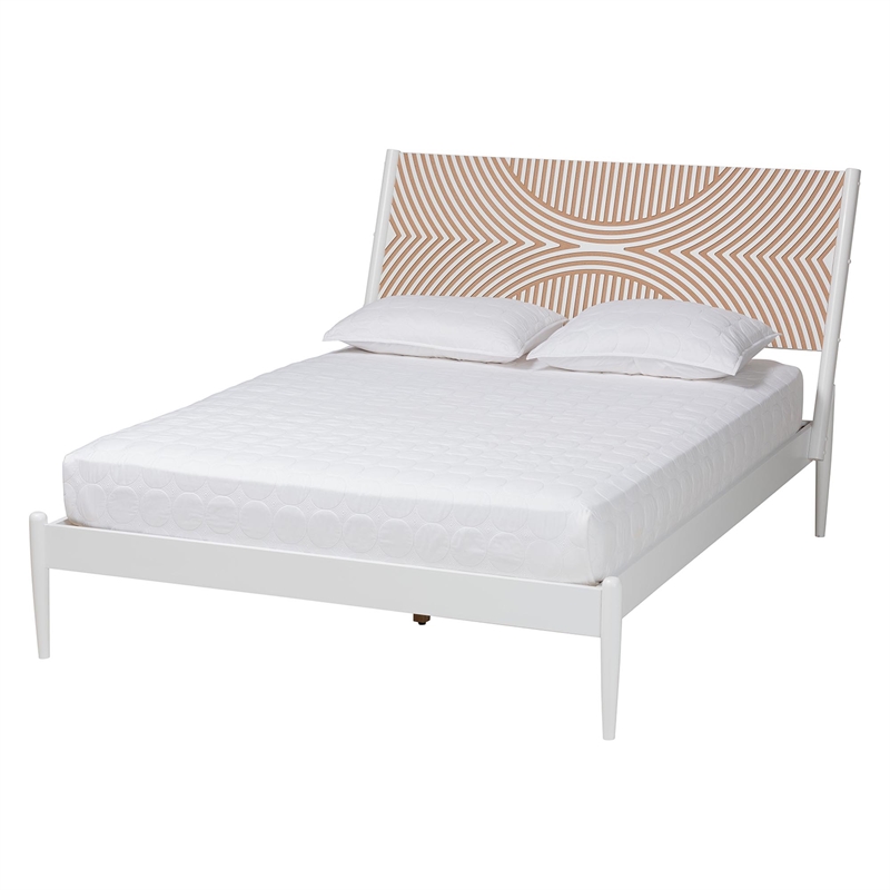 Baxton Studio Louetta White Caved Contrasting King Size 4-Piece Bedroom Set
