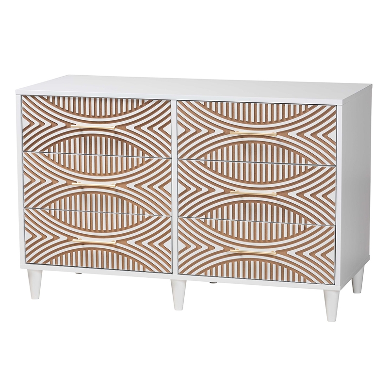 Baxton Studio Louetta White Caved Contrasting King Size 4-Piece Bedroom Set
