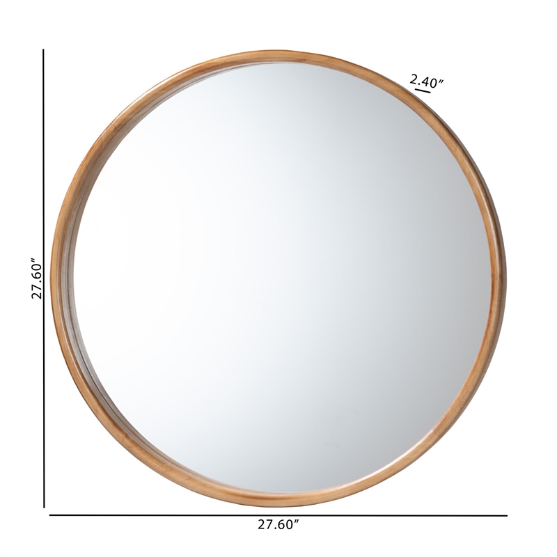 Baxton Studio Tazara Japandi Natural Round Accent Wall Mirror