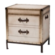 Baxton Studio Laura Vintage White Canvas 2-Drawer End Table Trunk