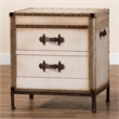 Baxton Studio Laura Vintage White Canvas 2-Drawer End Table Trunk