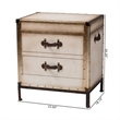 Baxton Studio Laura Vintage White Canvas 2-Drawer End Table Trunk