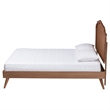 Baxton Studio Aithan Walnut Brown Wood and Rattan Queen Size Platform Bed