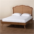 Baxton Studio Aithan Walnut Brown Wood and Rattan Queen Size Platform Bed