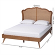 Baxton Studio Aithan Walnut Brown Wood and Rattan Queen Size Platform Bed