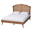 Baxton Studio Aithan Walnut Brown Wood and Rattan Queen Size Platform Bed