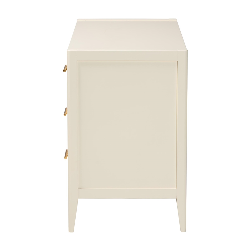 Baxton Studio Primrose Mid-Century Ivory Fluted Wood 6-Drawer Dresser