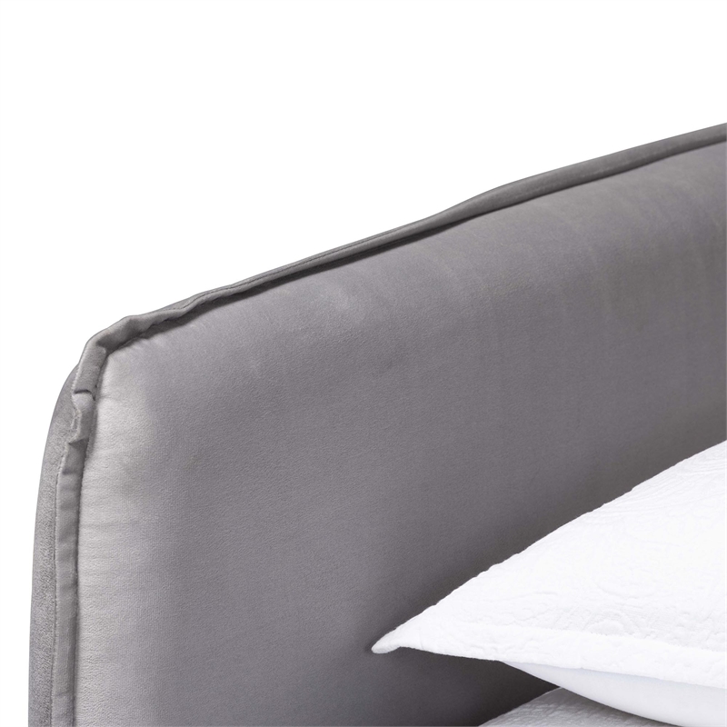 Baxton Studio Finch Light Gray Velvet Fabric Full Size Daybed with Trundle