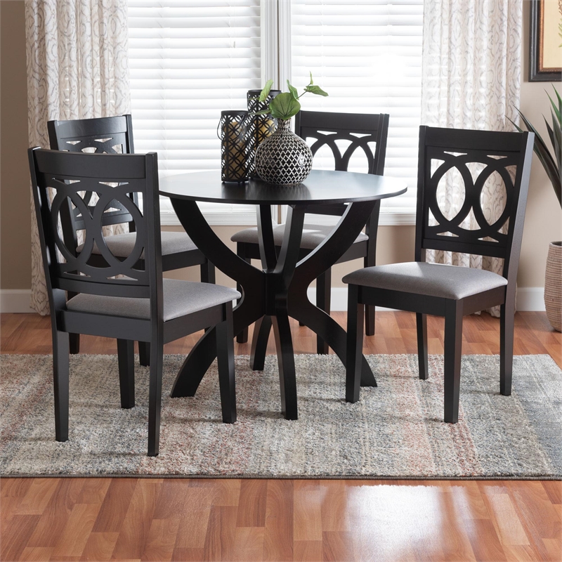 Baxton Studio Rita Modern Grey and Dark Brown Finished Wood 5-Piece Dining Set